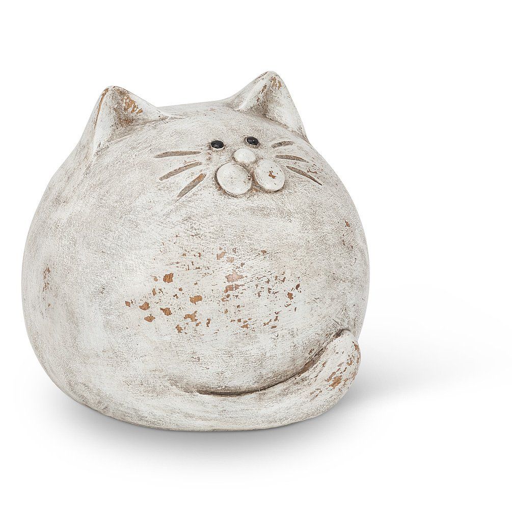 Antique White Round Ball Cat - 4.5&quot;
