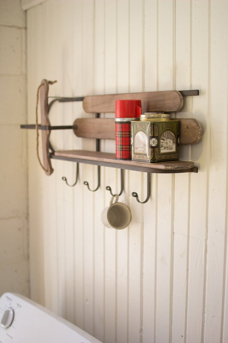 Wood &amp; Iron Sleigh Shelf