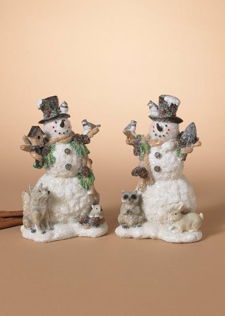 Snowman Figurine w/Forest Friends