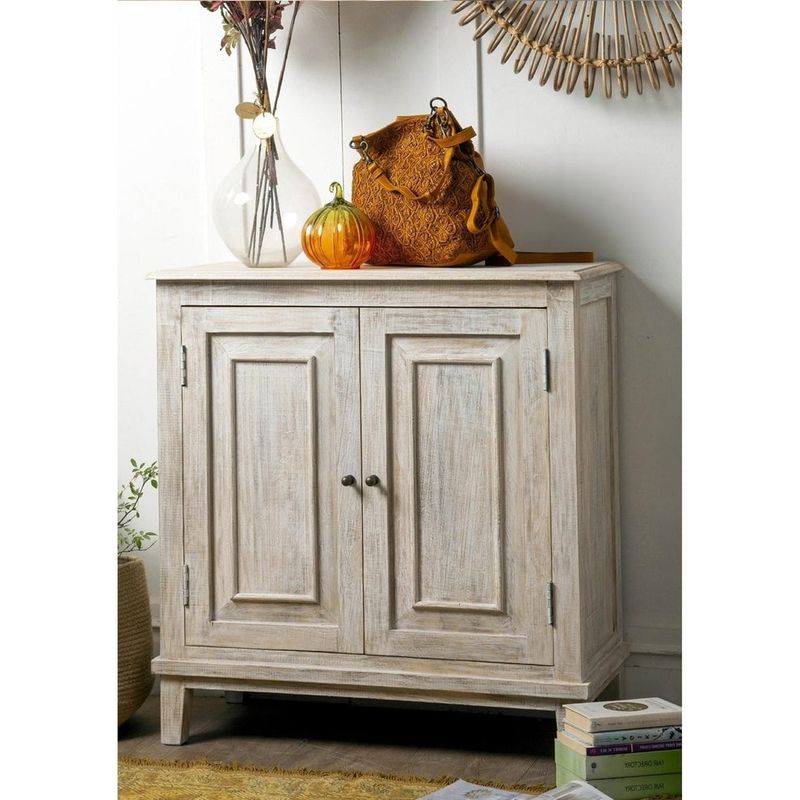 Wooden Cabinet 2 Door - Whitewash