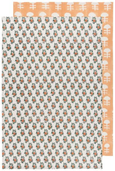 Gather Block Print Tea Towel - S/2