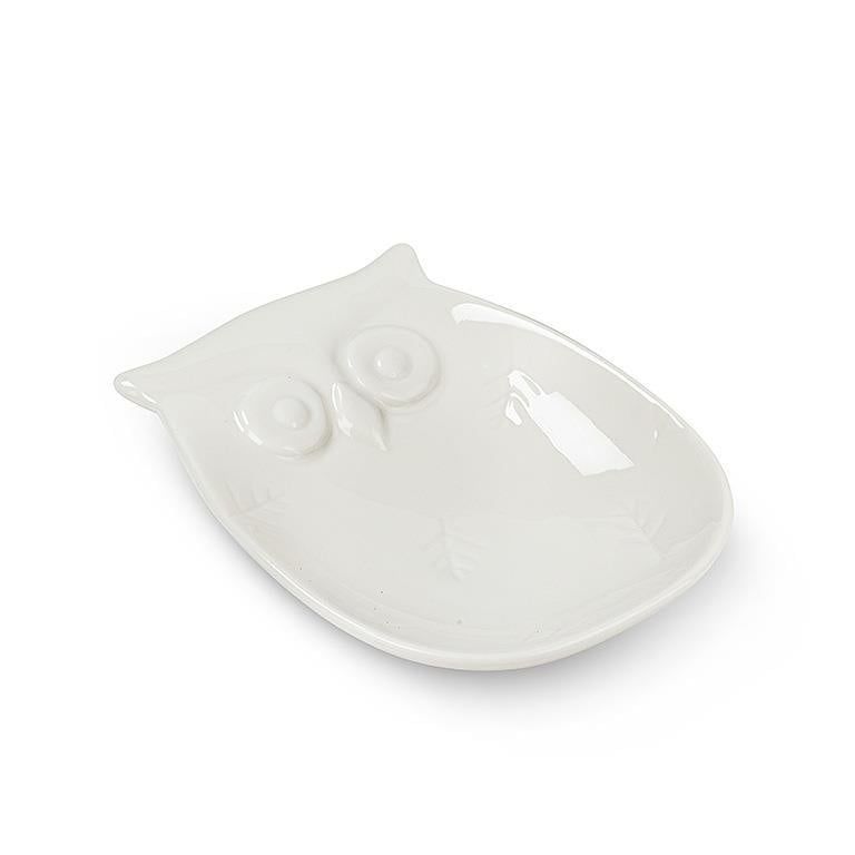 Owl Teabag Plate - White