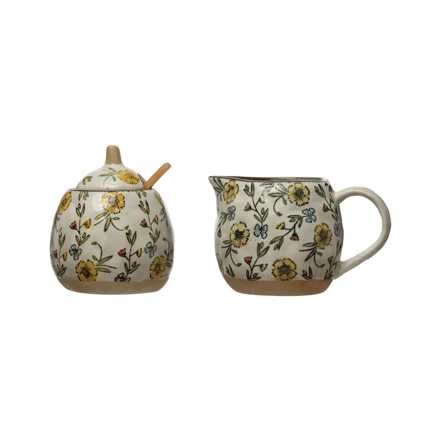 Hand Painted Sugar &amp; Creamer Set