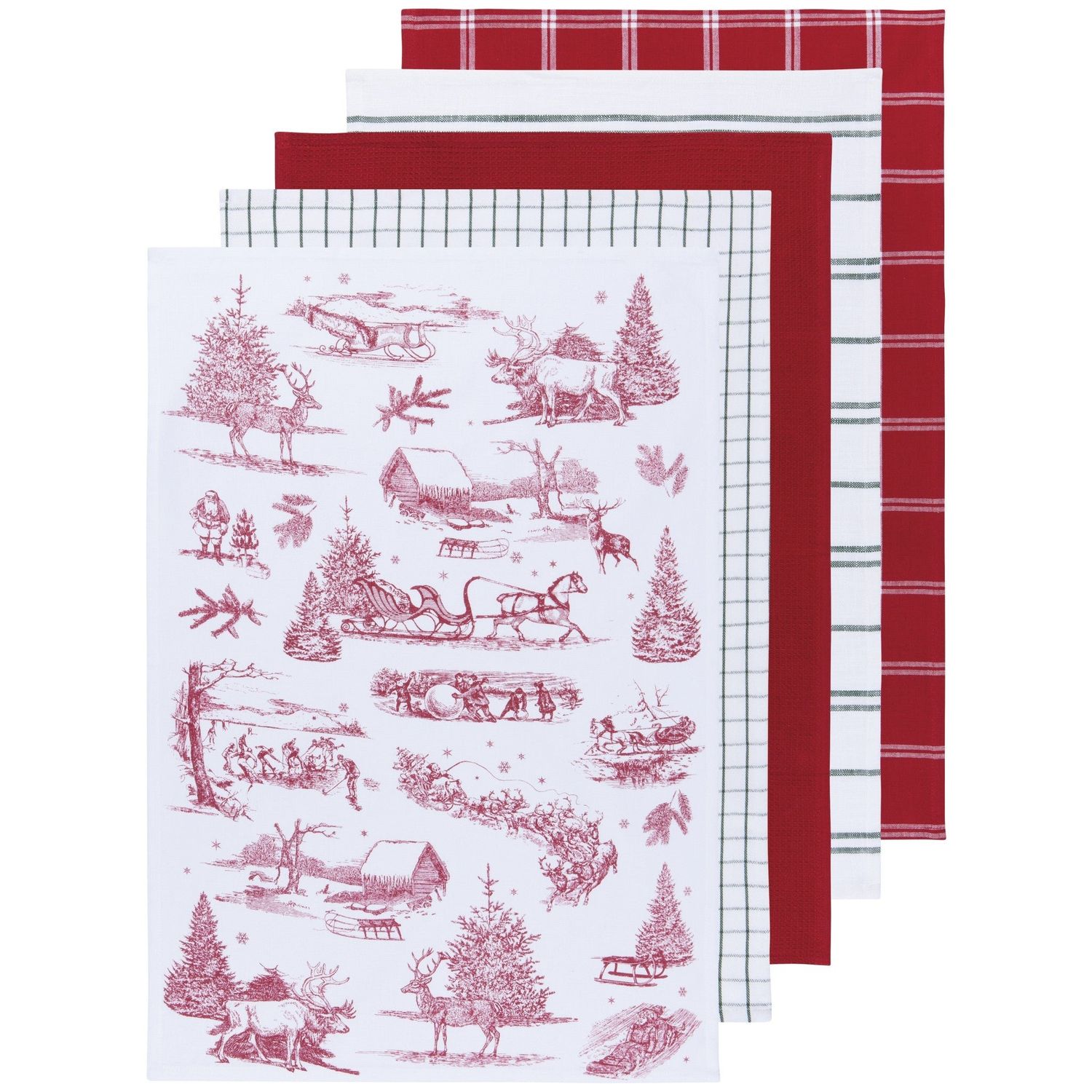 Winter Toile Dishtowel S/5