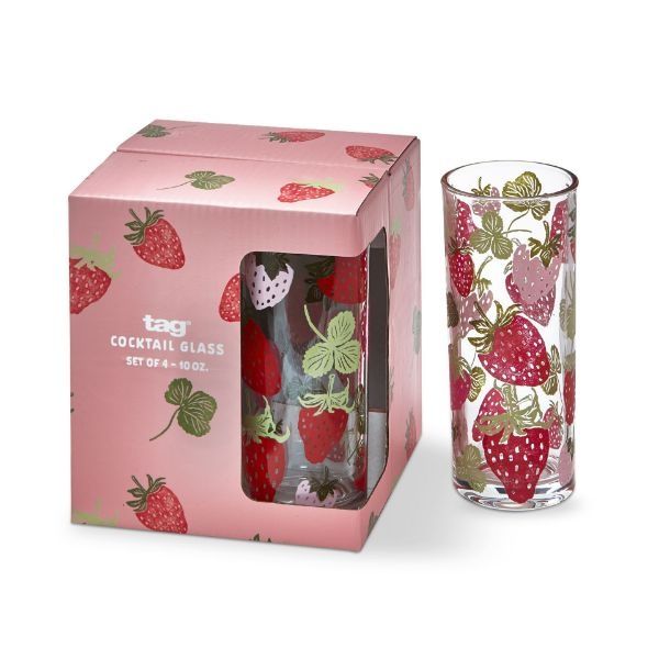 Strawberries Drink Glass Set/4