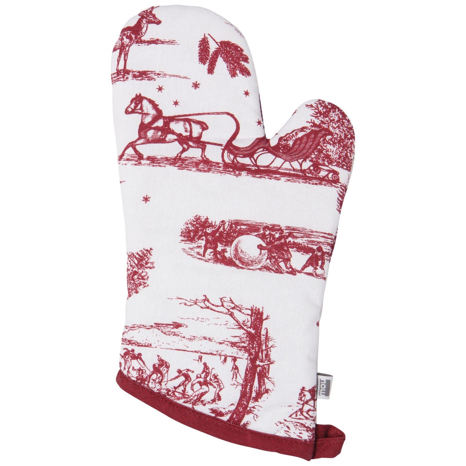 Winter Toile Oven Mitt Set