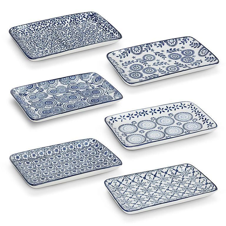 Blue &amp; White Rectangle Plate - 4 X 7