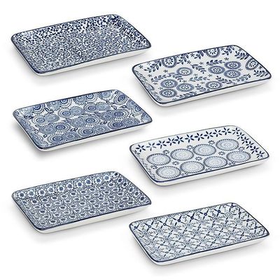 Blue &amp; White Rectangle Plate - 4 X 7
