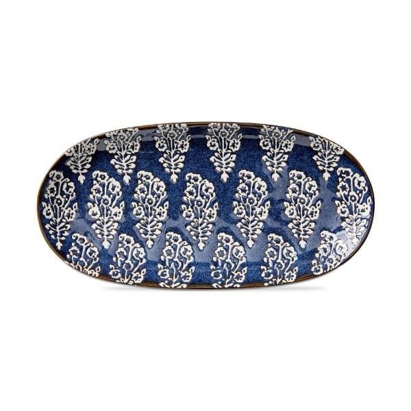 Cottage Reactive Block Platter - Blue