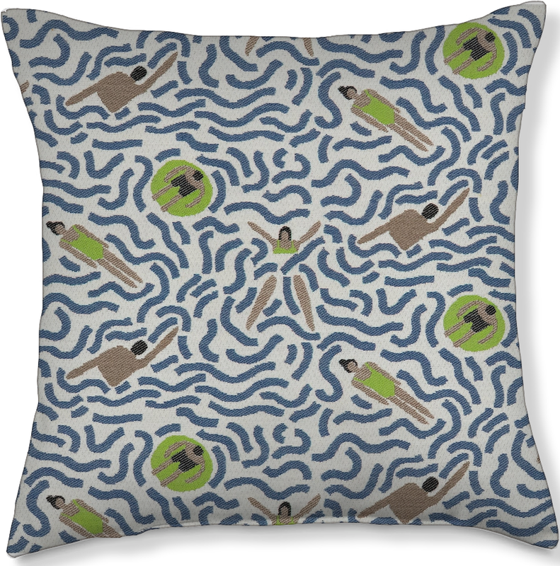 Blue Swimmers 20x20 Toss Pillow