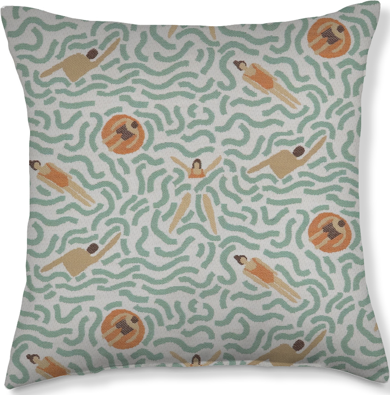 Aqua Swimmers 20x20 Toss Pillow
