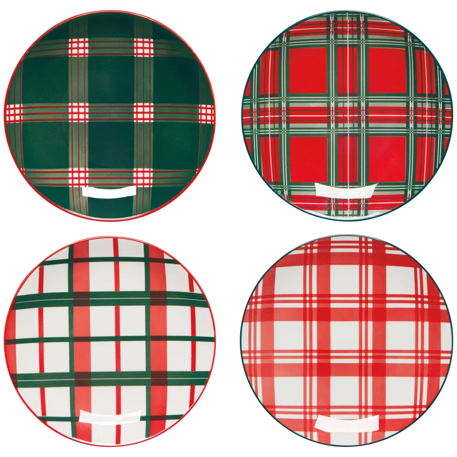 Holiday Plaid Appetizer Plate Set
