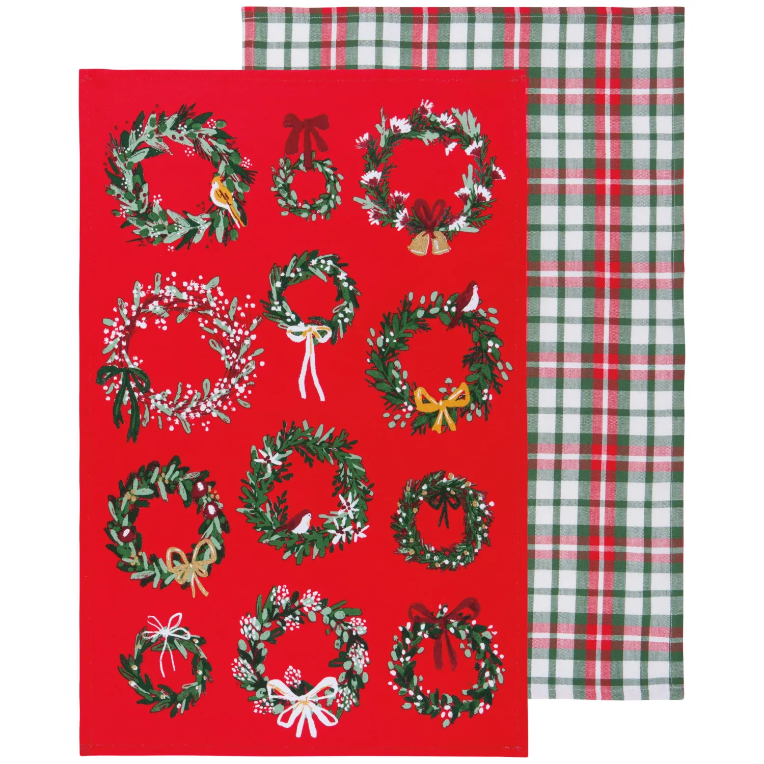Wreaths Printed Dishtowels Set