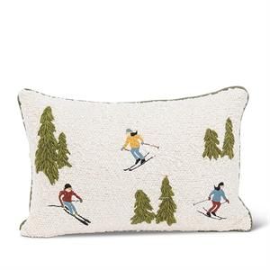 Ski Scene Boucle Lumbar Pillow