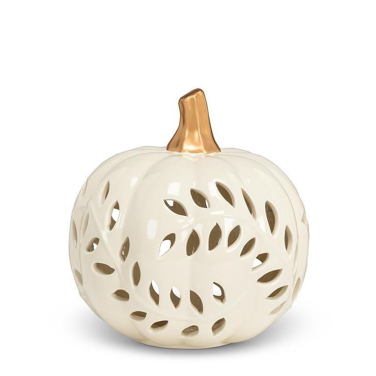 Carved Out Ivory Pumpkin - Small