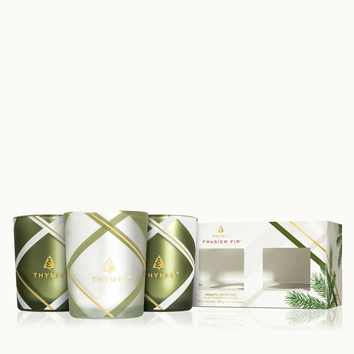 Frasier Fir Collection - Frosted Plaid Votive Trio