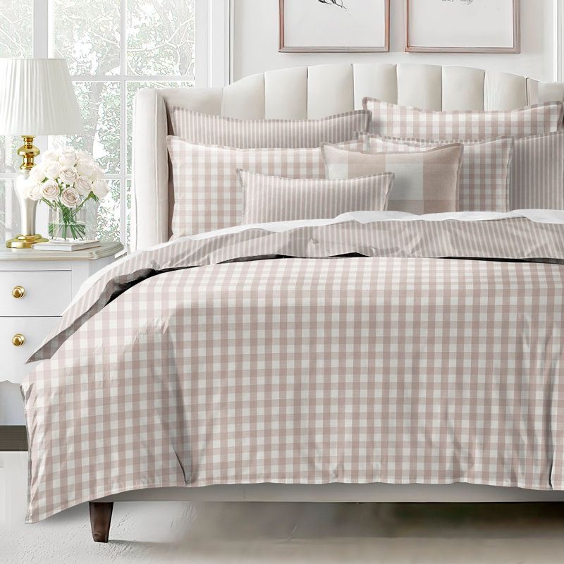Walker Check Natural/Ivory Duvet Set - Queen