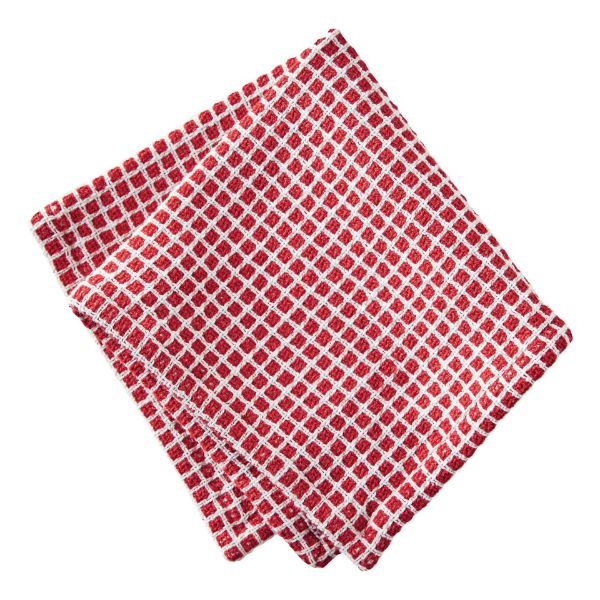 Check Dishcloth S/2 - Red