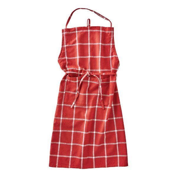Classic Check Slub Apron - Red