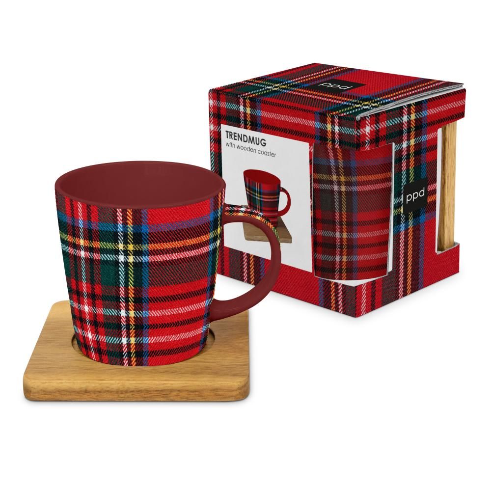 Mug &amp; Coaster in a Gift Box - Plaid Check