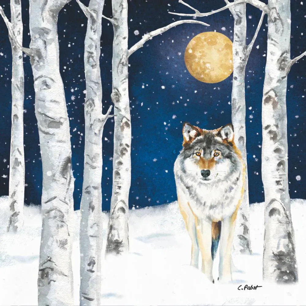 Winter Wolf Beverage Serviette