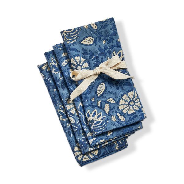 Block Floral Blue Napkin S/4