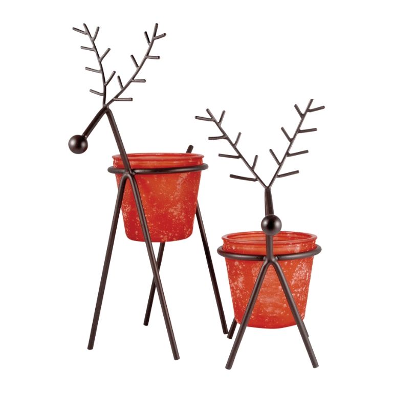 Red Reindeer Candle Holder - Large