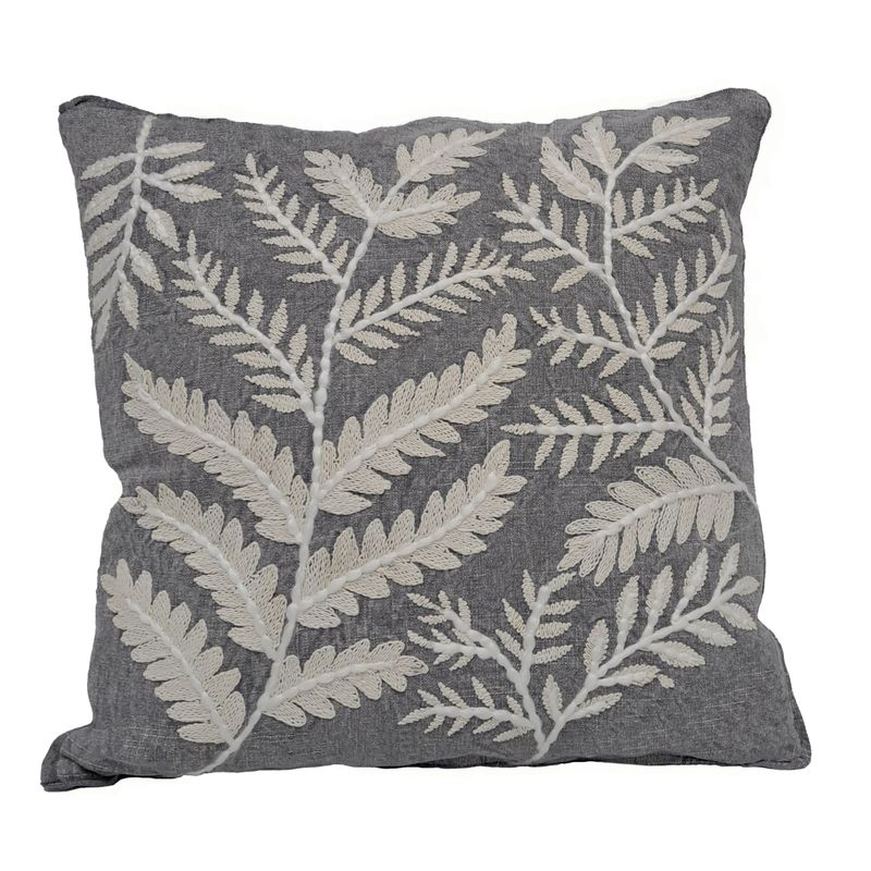 Embroidered Fern Toss Pillow - 20x20
