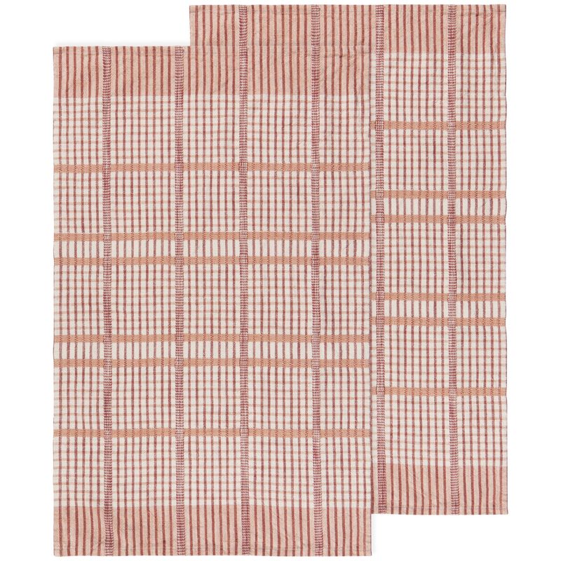 Bisque Finley Check Dishtowel S/2