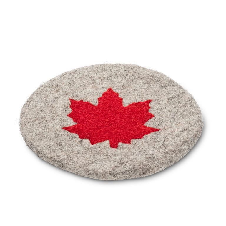 Maple Leaf Trivet Grey/Red