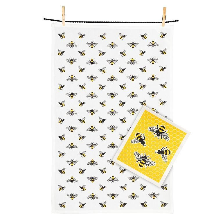 Bees Dishcloth &amp; Kitchen Tea Towel