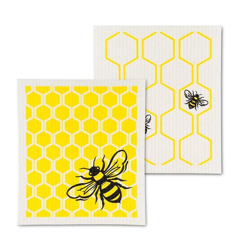 Bees &amp; Honeycomb Swedish Dishcloth Set