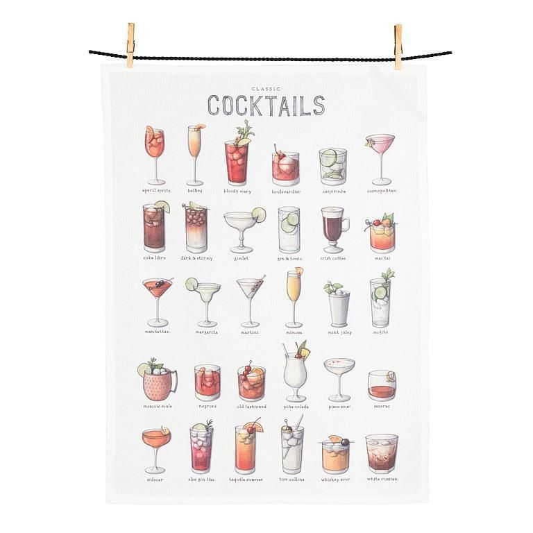 Cocktails Tea Towel
