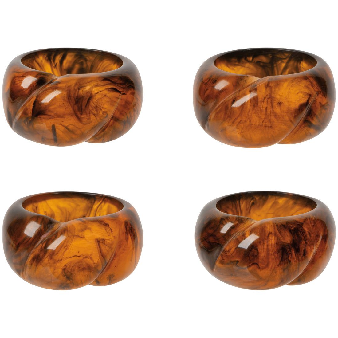 Resin Tortoise Napkin Rings S/4