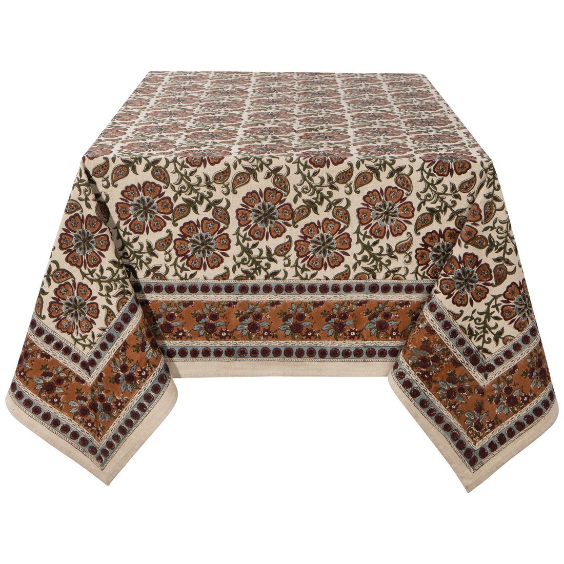 Block Print Elysian Table Cloth - 90&quot;