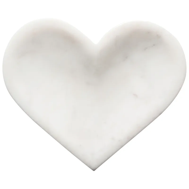White Marble Heart Shaped Dish - Large