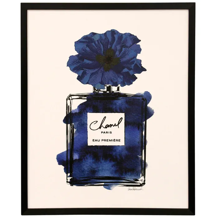 Navy Perfume Peony Framed Canvas