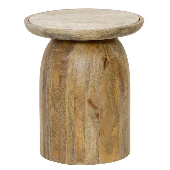 Tobacco Brown Drum Accent Table