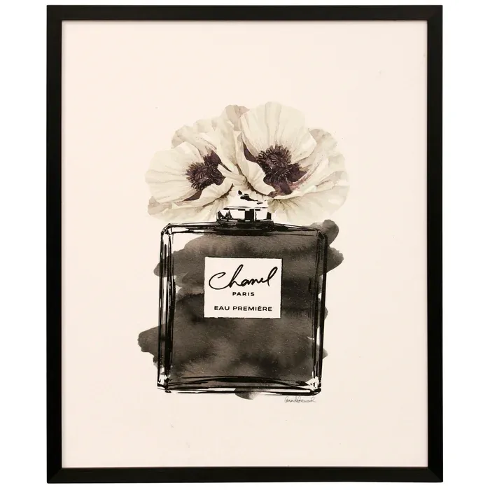 Black Perfume Peony Framed Canvas