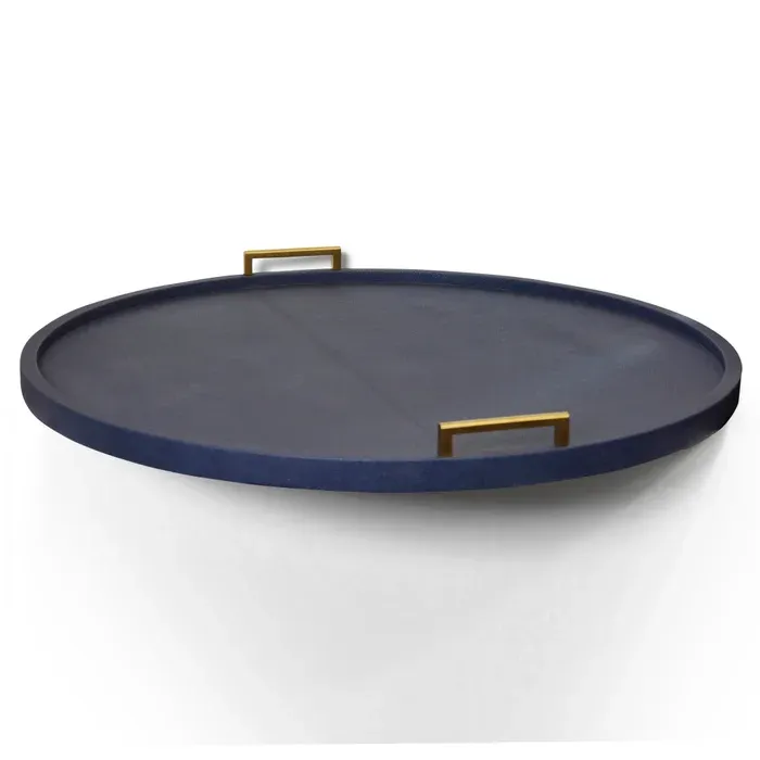Navy Shagreen Round Tray