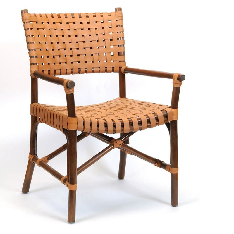 Java Rattan &amp; Leather Arm Chair