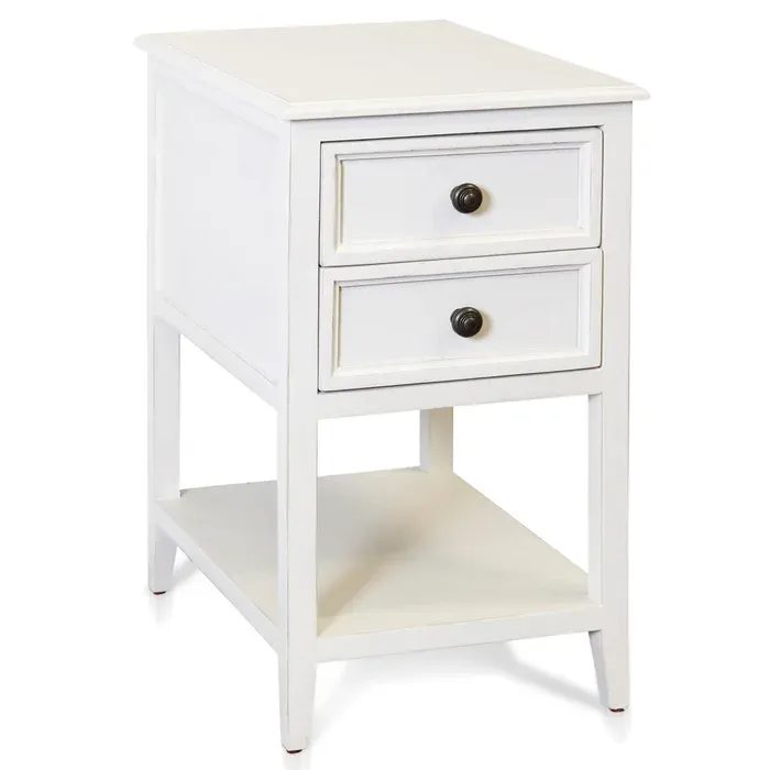 Two Drawer Side Table - Egg Shell