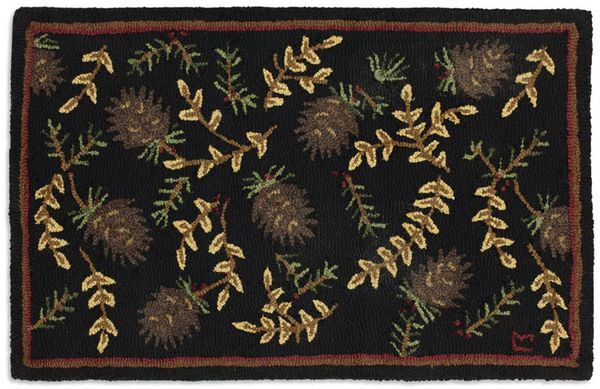 Willows &amp; Cones Hooked Rug - 2 X 3