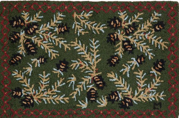 Diamond Pine Hooked Rug - 2 X 3