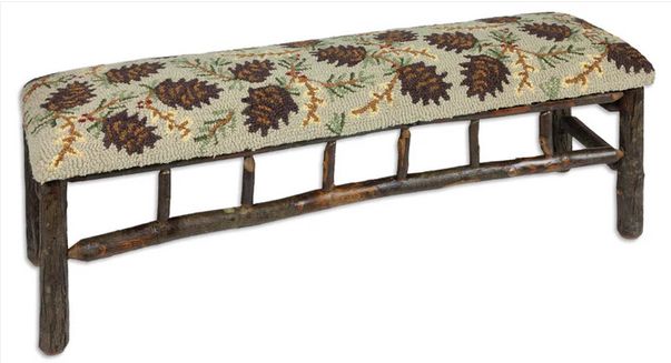 Northwoods Cones Hickory Bench - 48&quot;