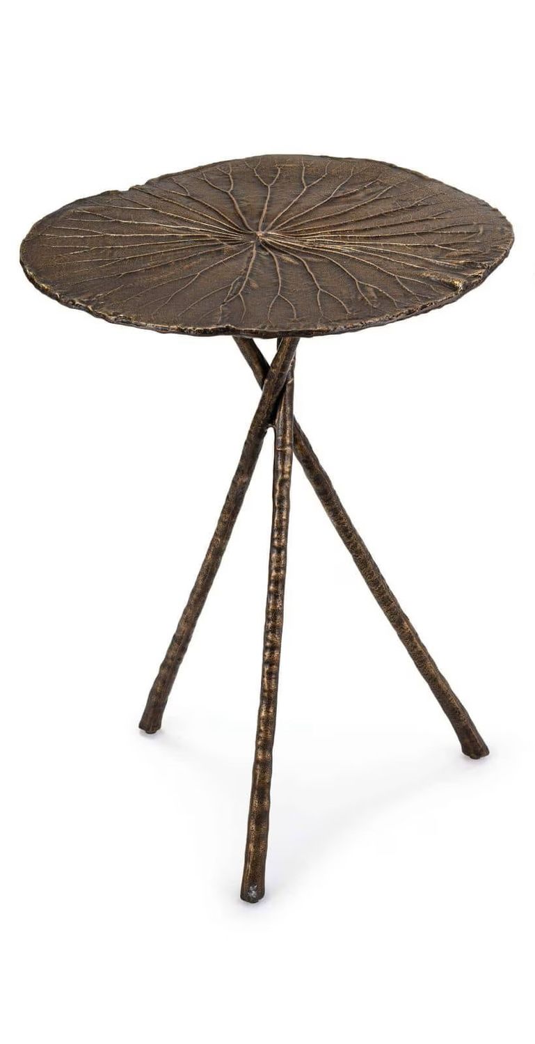 Lotus Dark Nickel Accent Table