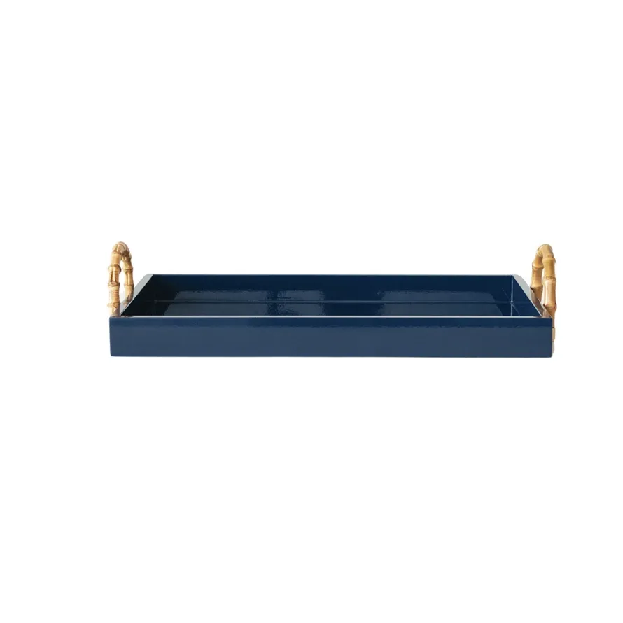 Lacquered Tray W/Bamboo Handles