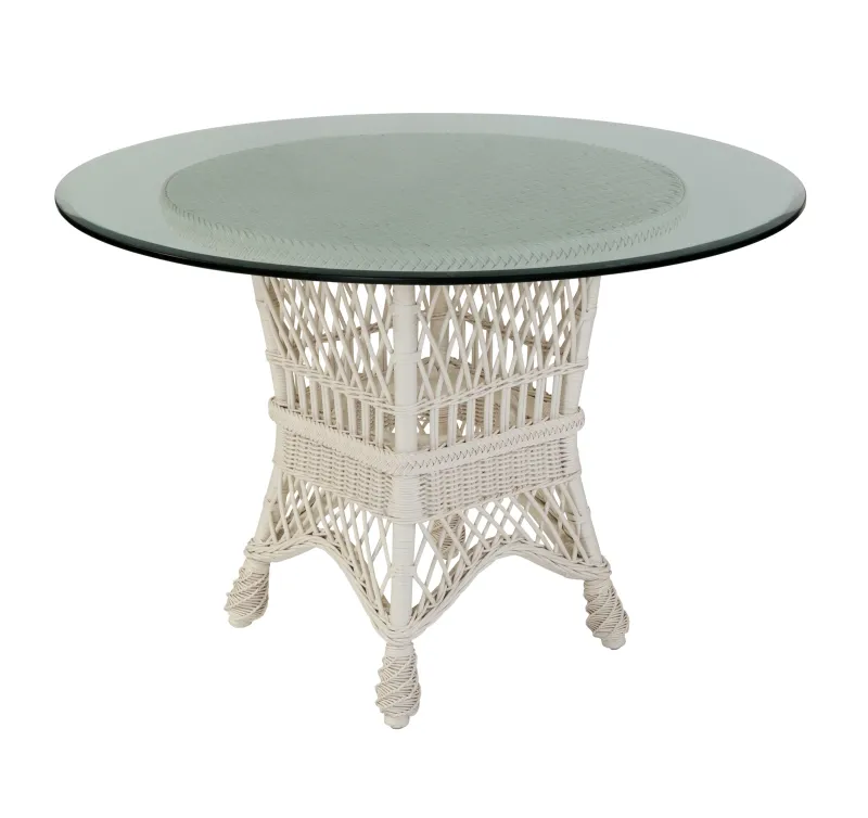 Naples White Wicker Dining Table