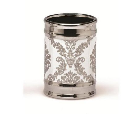 Damask White Silver Ceramic