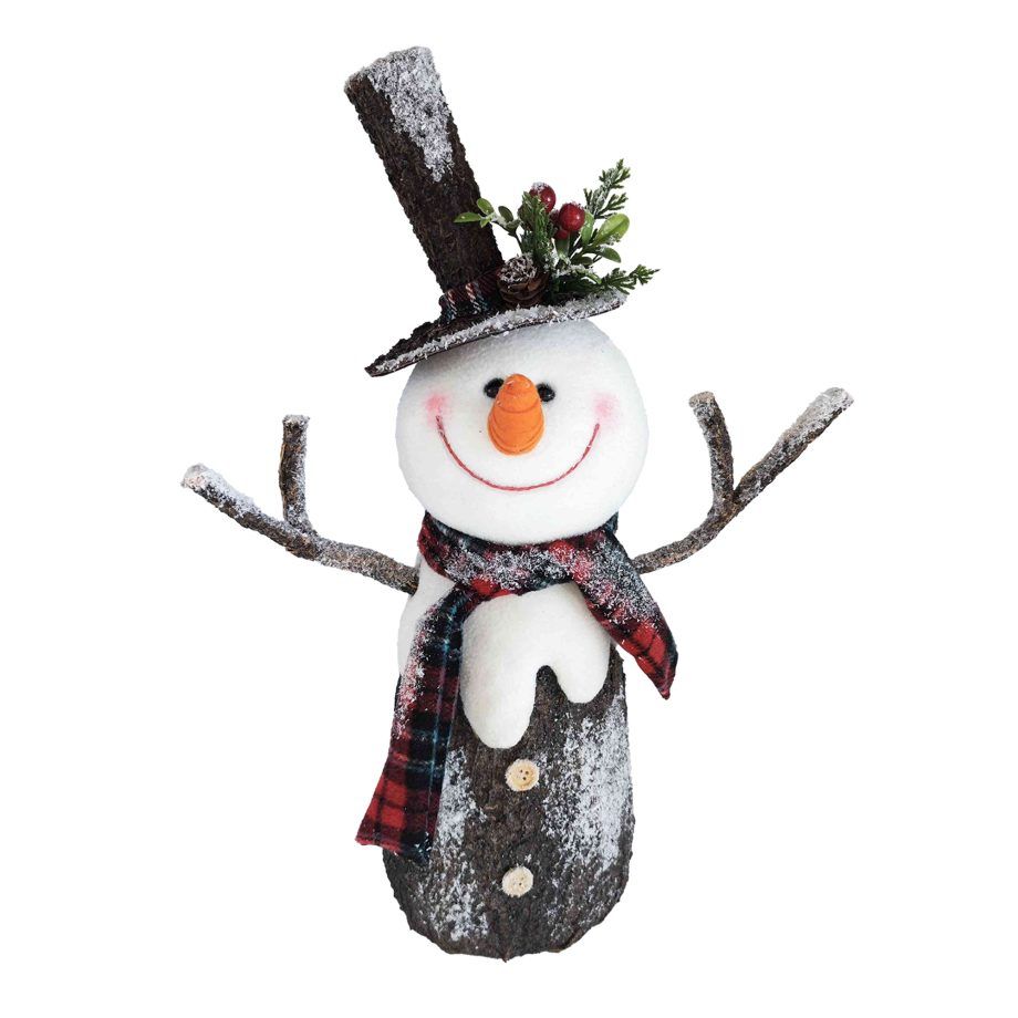 Standing Snowman W/Scarf &amp; Berry Hat